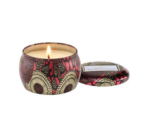 Mini Tin Candle 25h, Goji Tarocco Orange